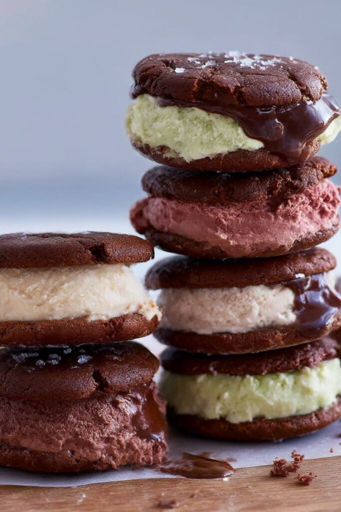 Chocolate Sea-Salt Brownie Ice Cream Sandwiches Recipe