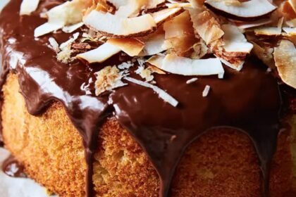Coconut Chiffon Cake with Chocolate Frosting Recipe