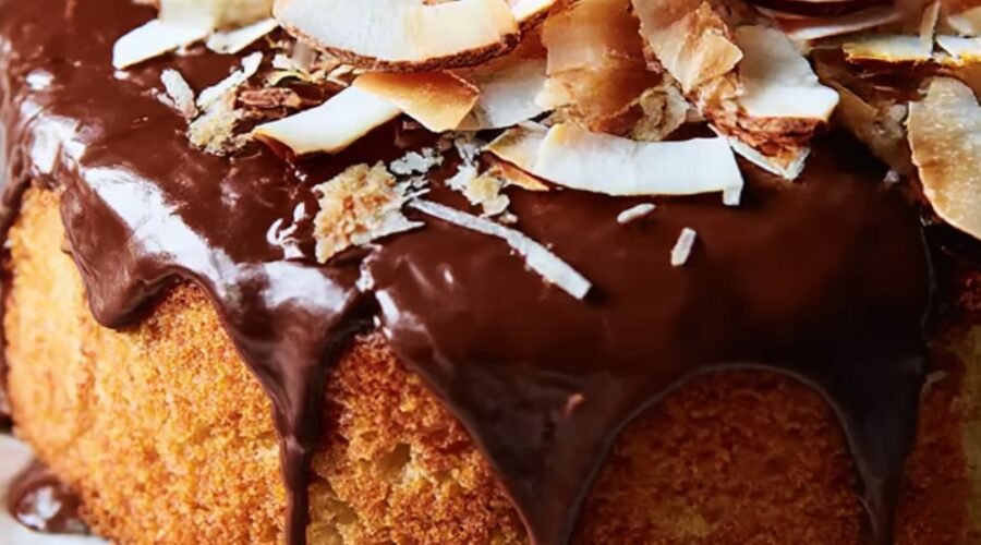 Coconut Chiffon Cake with Chocolate Frosting Recipe