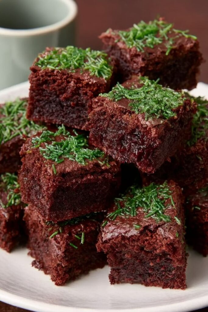 Fudgy Chocolate Brownies with Green Sprinkles Recipe