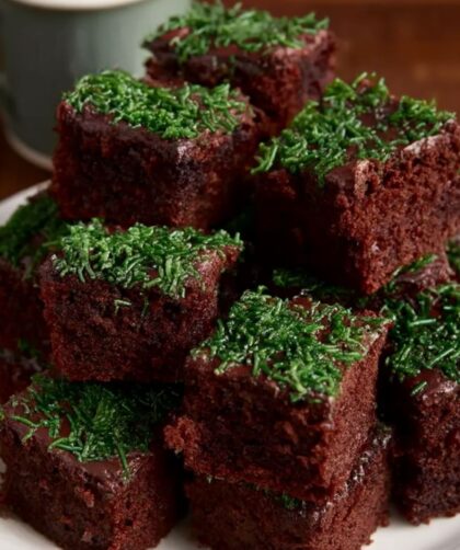 Fudgy Chocolate Brownies with Green Sprinkles Recipe