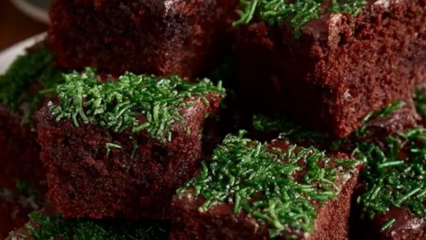 Fudgy Chocolate Brownies with Green Sprinkles Recipe