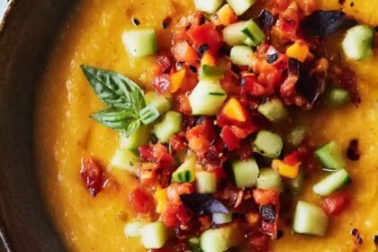 Yellow Tomato and Peach Gazpacho Recipe