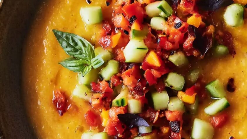 Yellow Tomato and Peach Gazpacho Recipe