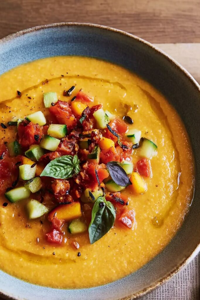 Yellow Tomato and Peach Gazpacho Recipe