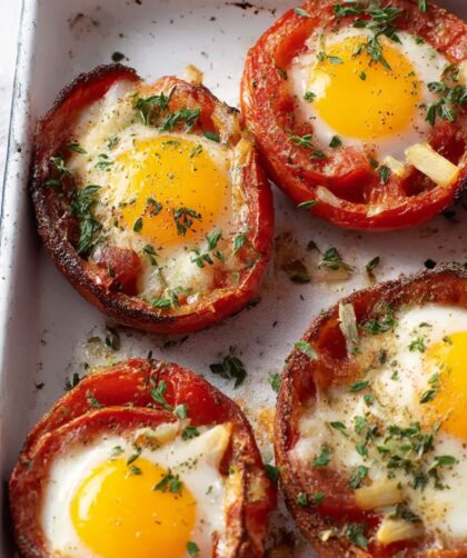 Baked Eggs in Whole Roasted Tomatoes Recipe