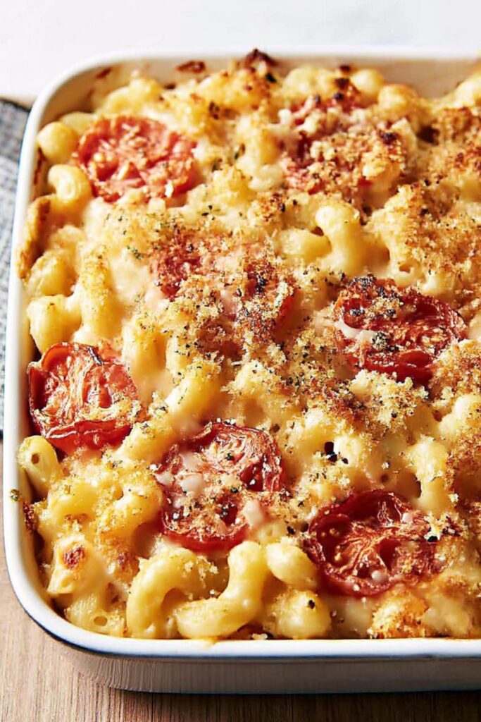 Baked Mac and Cheese with Broiled Tomatoes Recipe