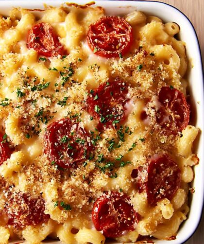 Baked Mac and Cheese with Broiled Tomatoes Recipe
