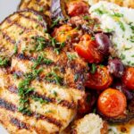 Grilled Chicken and Eggplant with Mozzarella and Tomatoes Recipe