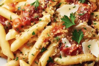 Penne with Tomatoes and Parsley Breadcrumbs Recipe