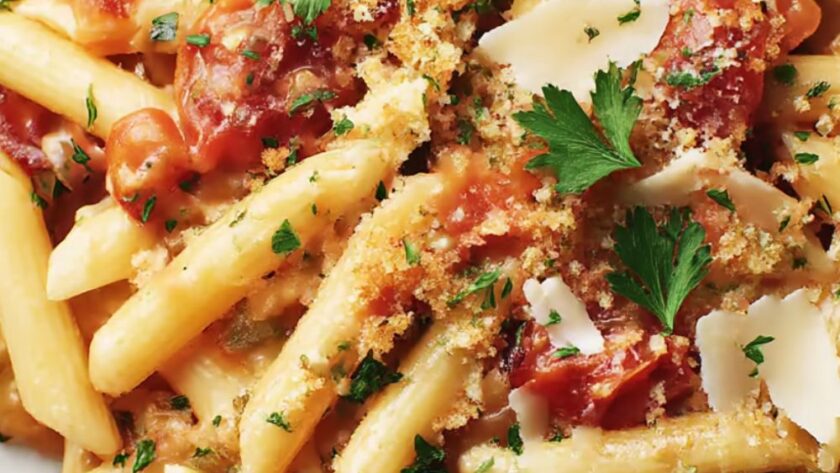 Penne with Tomatoes and Parsley Breadcrumbs Recipe