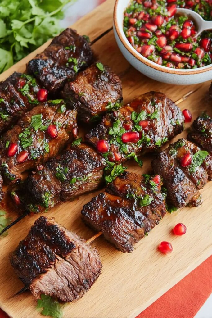 Pomegranate Skirt-Steak Kebabs Recipe