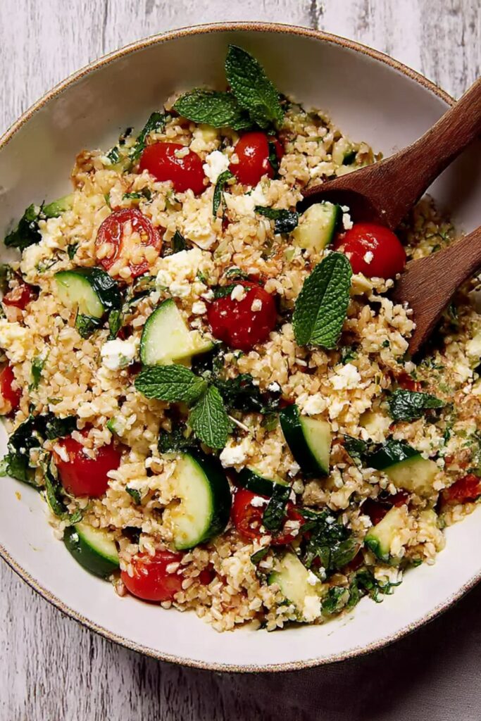 Rice Salad with Tomatoes, Cucumbers, and Feta Recipe