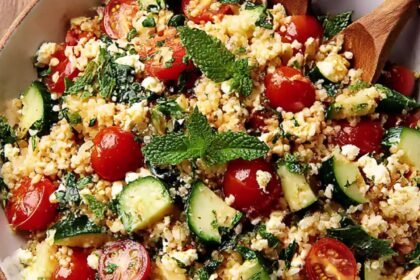 Rice Salad with Tomatoes, Cucumbers, and Feta Recipe
