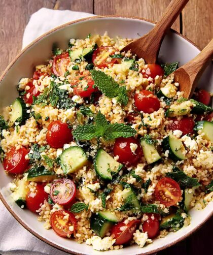 Rice Salad with Tomatoes, Cucumbers, and Feta Recipe