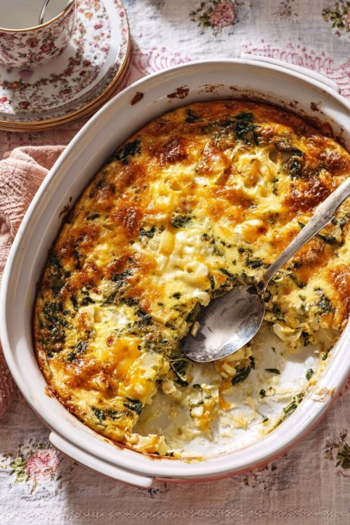 Cheesy Spinach-Potato Egg Casserole