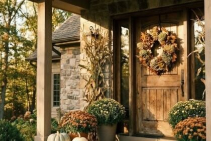 Martha Stewart aesthetic fall front porch