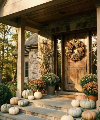 Martha Stewart aesthetic fall front porch