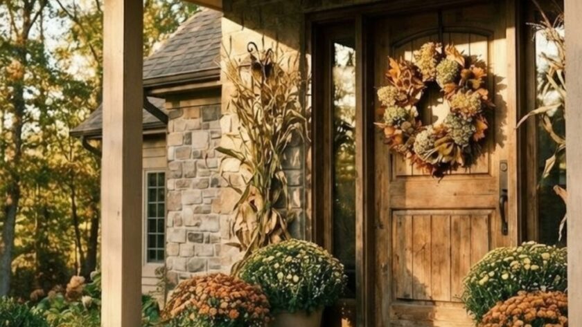 Martha Stewart aesthetic fall front porch