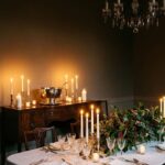 Martha Stewart aesthetic party dining room setup