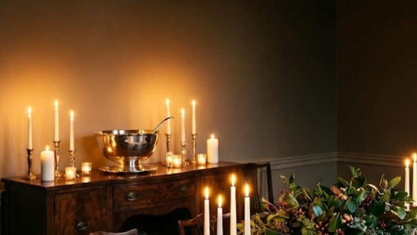 Martha Stewart aesthetic party dining room setup