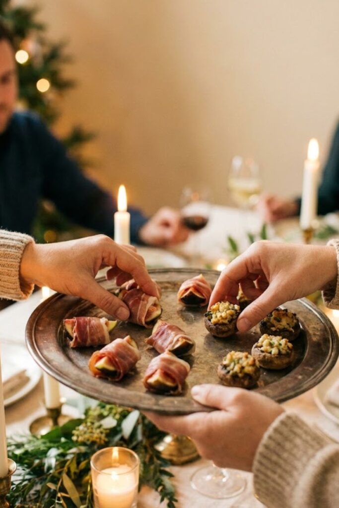 Martha Stewart aesthetic party vintage silver serving tray