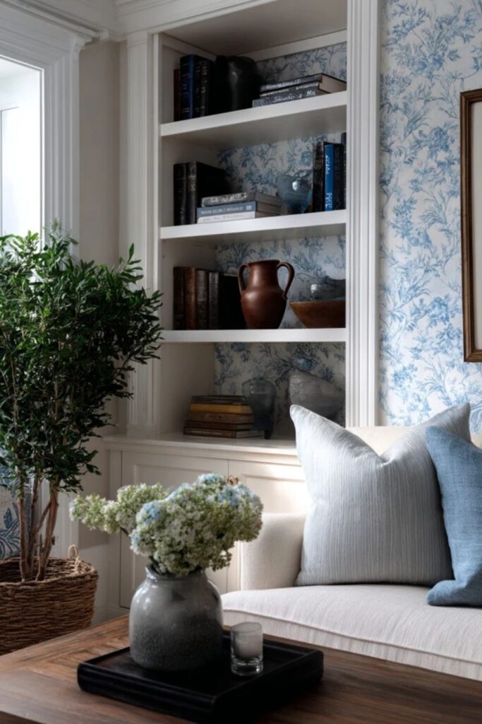  Wallpaper Inside Built-In Shelves