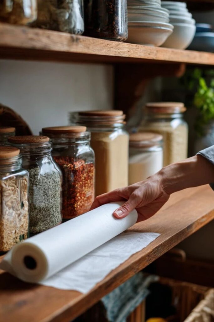 Use Freezer Paper to Line Shelves