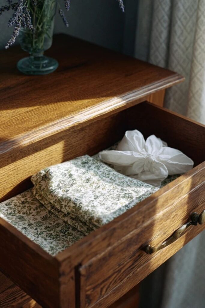 Wallpaper-Lined Drawers and Closets