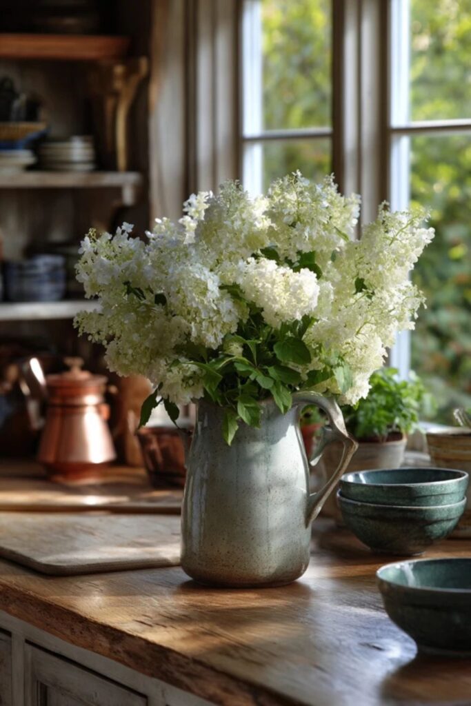 White Hydrangeas Cut by the Armful
