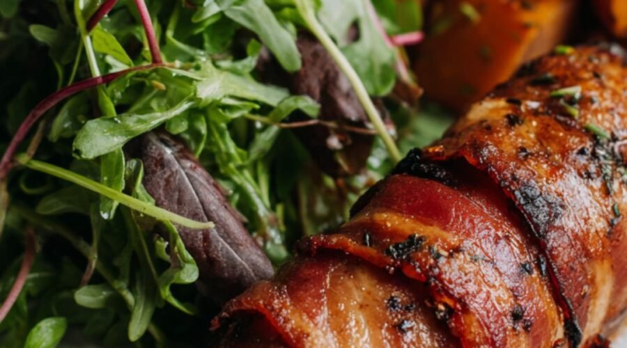 Martha Stewart Broiled Bacon Wrapped Chicken Sweet Potatoes And Watercress Recipe