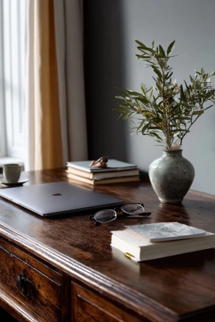 2. An Antique Desk Over a Modern One