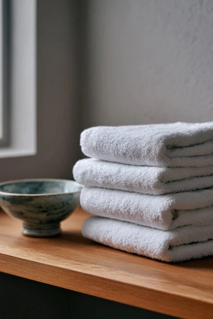 Towels Stacked in Thirds, Not Folded in Half