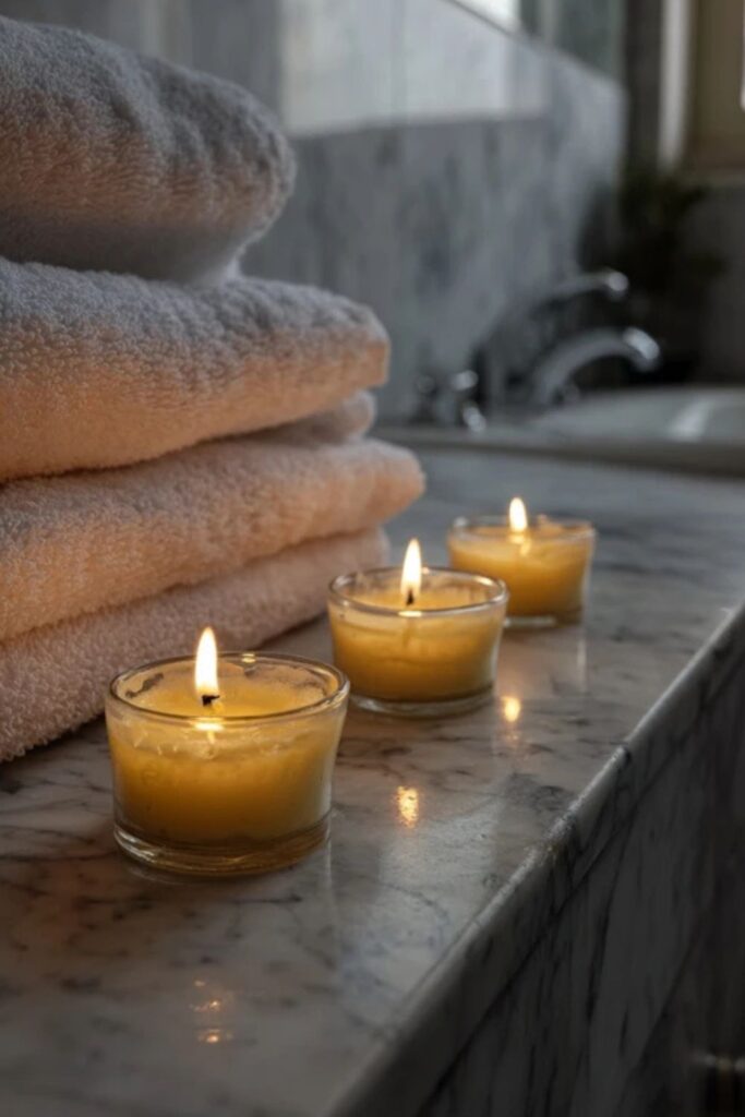 3. Beeswax Votives on the Ledge