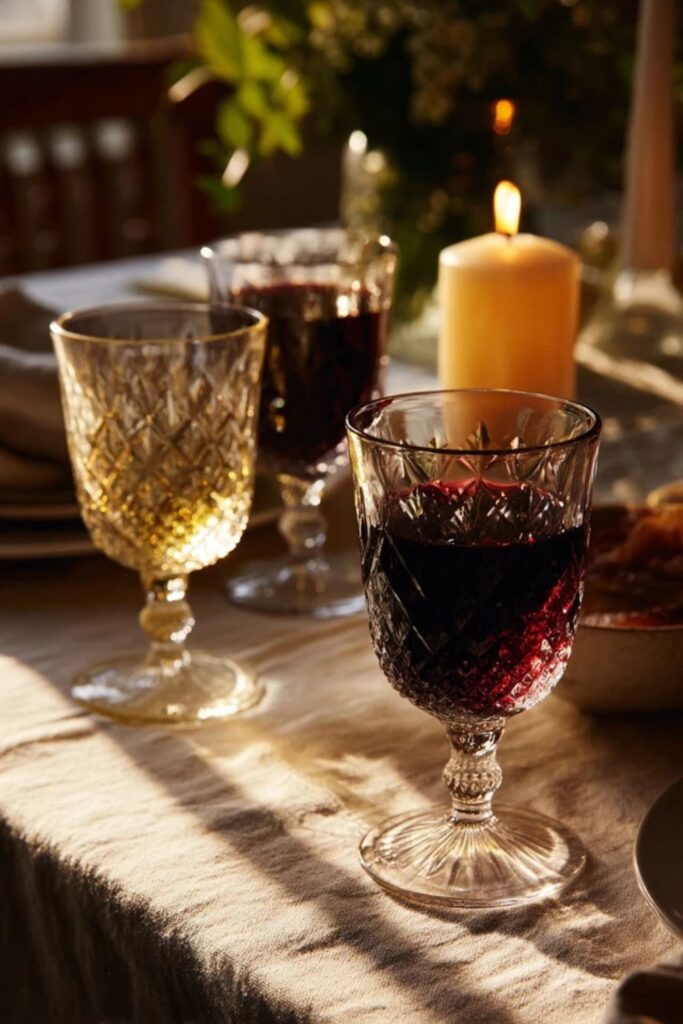 Pressed Glass Goblets for Water and Wine