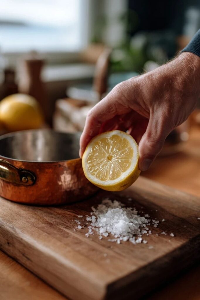 Clean Copper with Lemon and Salt
