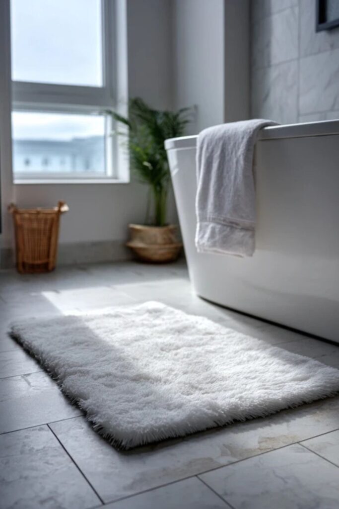 8. White Cotton Bath Mat, Not a Rug