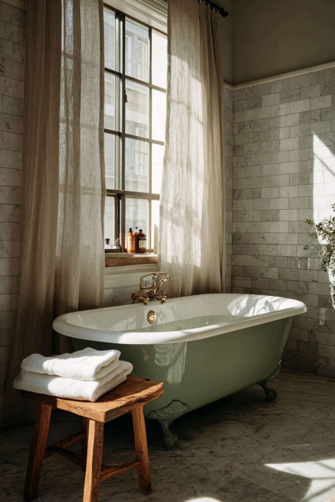 A Cast Iron Clawfoot Tub in a Real Colour
