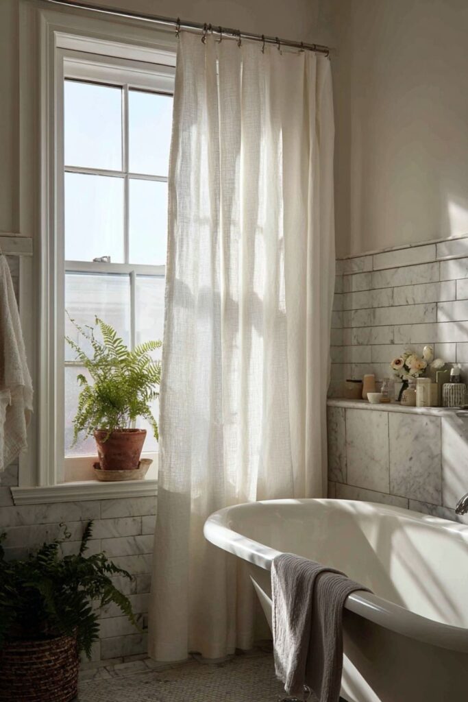 A Window With Sheer Linen Curtains