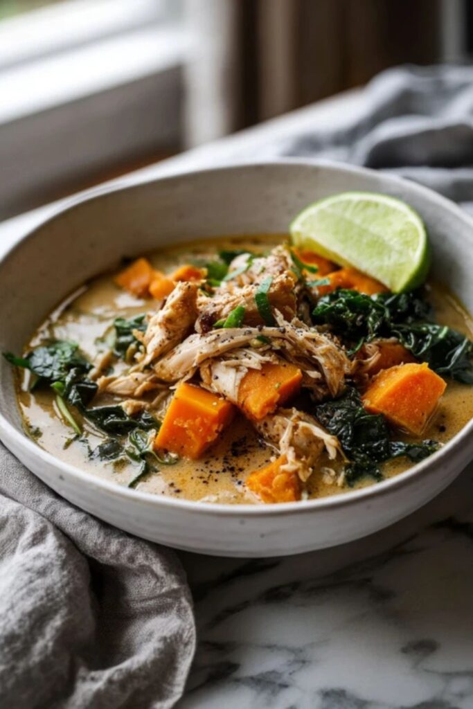 Martha Stewart Almond Chicken Soup Sweet Potato Collards And Ginger Recipe