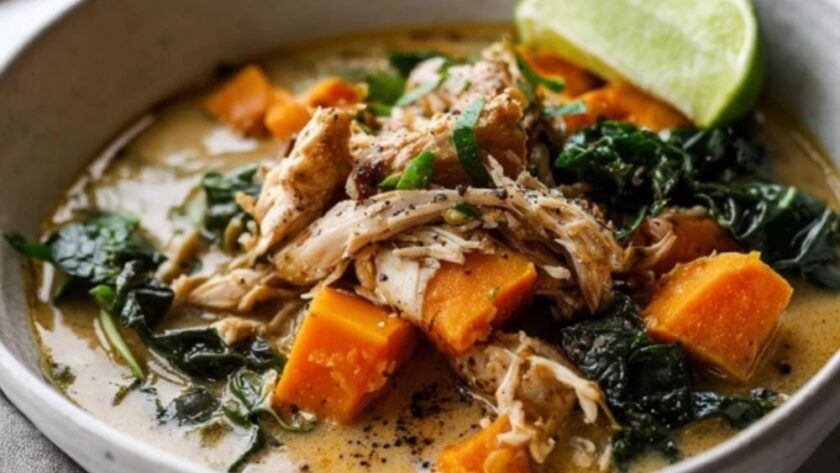 Martha Stewart Almond Chicken Soup Sweet Potato Collards And Ginger Recipe