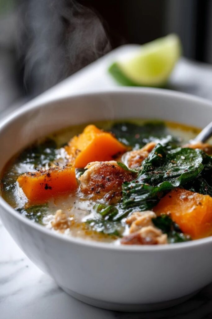 Martha Stewart Almond Chicken Soup Sweet Potato Collards And Ginger Recipe