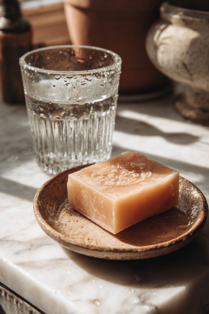 An Ironstone Soap Dish With a Real Bar