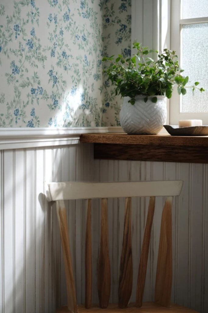 Beadboard Wallpaper for Cottage Texture