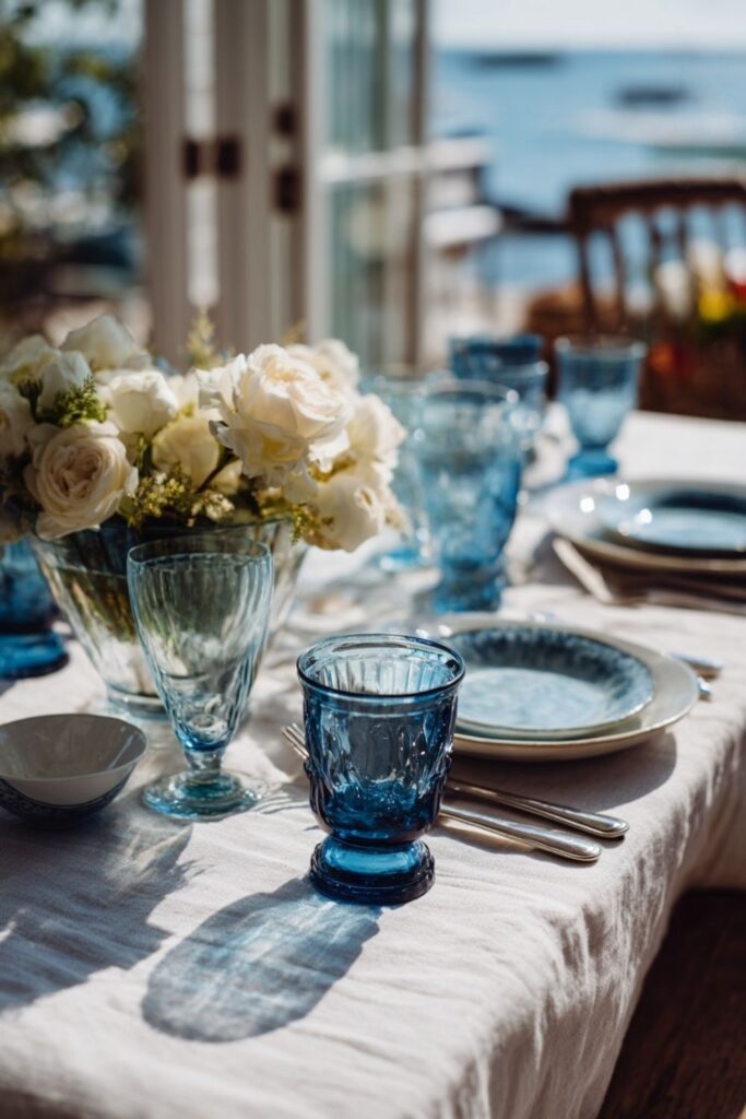 Blue Pressed Glass for a Summer Table
