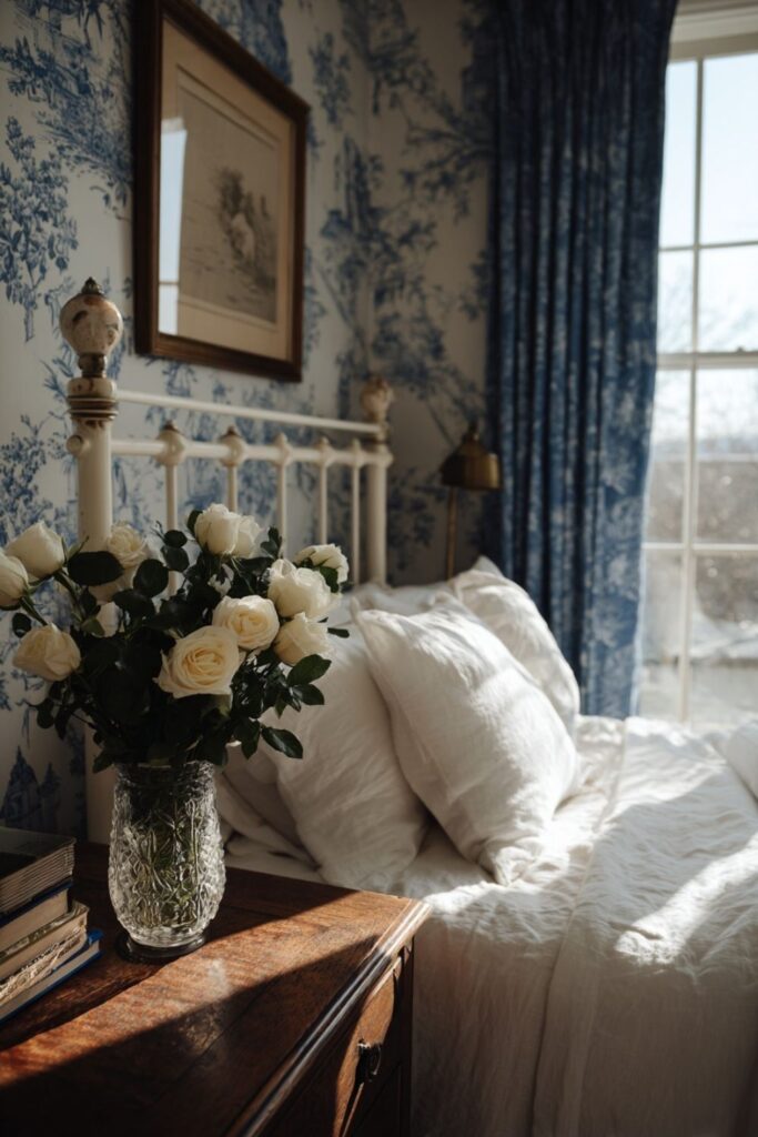 Blue Toile in a Single Room