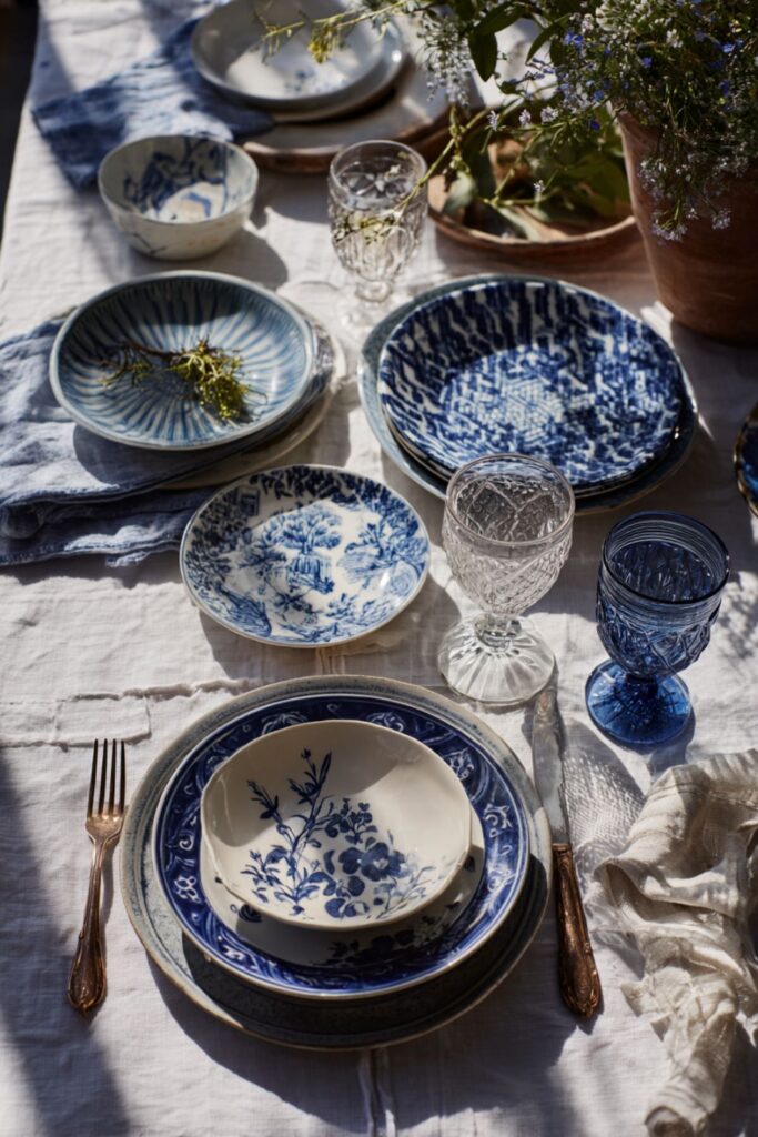 Blue and White China Collected Over Years