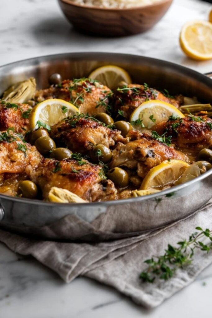 Martha Stewart Braised Chicken Artichokes Olives And Lemon Recipe