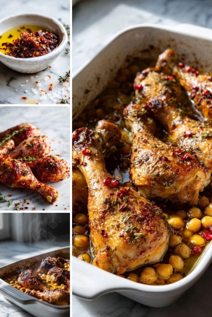 Martha Stewart Baked Chicken Legs Chickpeas Olives And Greens Recipe