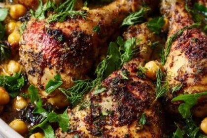 Martha Stewart Baked Chicken Legs Chickpeas Olives And Greens Recipe